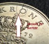 Moneda 1 COROANA - DANEMARCA, anul 1972 *cod 1006 = eroare matrita crapata, Europa