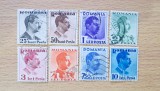 Serie Completa 8 Timbre Romania 1930 Regele Carol al II-lea Emisiunea Uzuala Fotogravura Stampilate - RO1