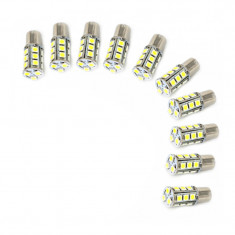 Bec LED pentru frana Carguard, 5 W, 290 lm, 12 V, tip SMD, 18 LED-uri, filament P21, Alb xenon