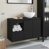 Cumpara ieftin Set dulap baie 2 buc. Negru 79,5 x 35 x 80 cm Lemn prelucrat