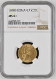 Cumpara ieftin Moneda AUR 20 lei 1890, Carol I, MS 61 , gradat NGC, grad foarte bun