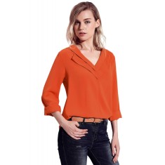 C591-3 Bluza eleganta cu maneci lungi si decolteu in V
