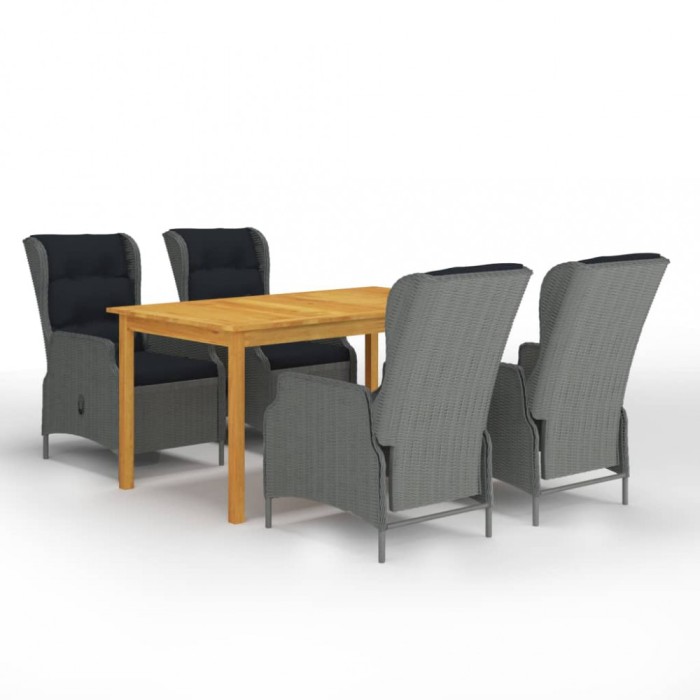 Set de masa pentru gradina, 5 piese, gri deschis