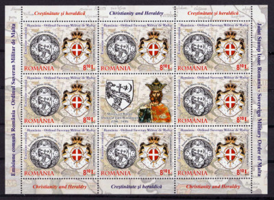 RO 2012 ,LP 1961e ,&amp;quot;Ordinul de Malta-heraldica &amp;quot;, minicoli 8+1 vinieta,MNH foto