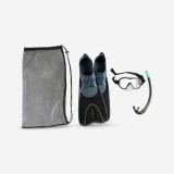 Set Snorkeling labe de &icirc;not, mască și tub 100 Gri - Set PMT 100 Negru Adulți