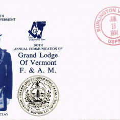 United States 1994 Masonic Cover - Grand Lodge of Vermont F.& A.M. K.297