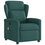 vidaXL Fotoliu de masaj rabatabil, verde &icirc;nchis, material textil