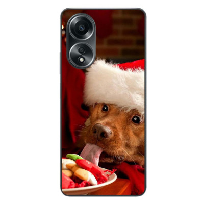 Husa compatibila cu Oppo A58 4G Silicon Gel Tpu Model Craciun Dog Eating Cookies foto