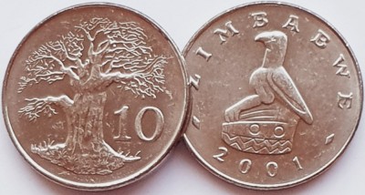 1609 Zimbabwe 10 cents 2001 km 3 UNC foto