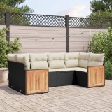 Cumpara ieftin Gossi set mobilier de gradina cu perne, 6 piese, negru, poliratan