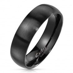 Inel din oțel de culoare neagră - brațe largi cu finisaj mat, 6 mm - Marime inel: 62 foto