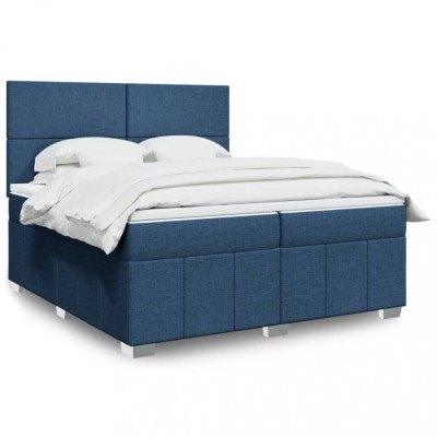 vidaXL Pat box spring cu saltea, albastru, 200x200 cm, textil 3291774 foto