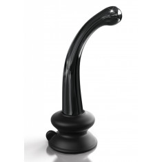 Dildo Icicles Sticla cu Suport Silicon Negru 18.5 cm