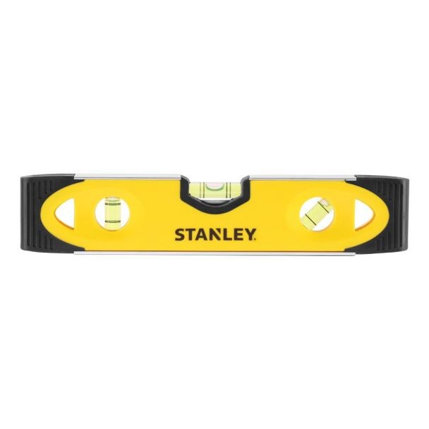 Niveau Torpédo Magnétique Stanley 230mm - 3 Fioles - Semelle Aluminium - Rainure V - Précision