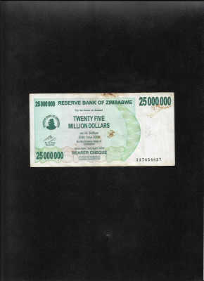 Zimbabwe 25000000 25 000 000 dollars 2008 seria7454437 foto