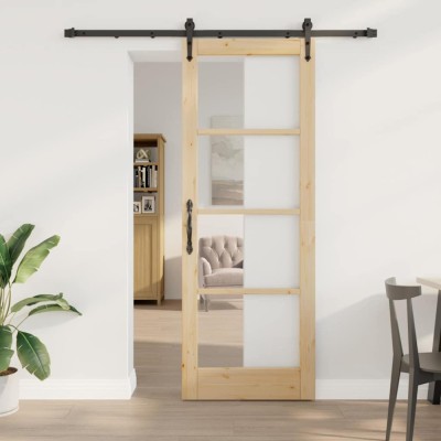 vidaXL Ușă glisantă Manual Maro 78 x 211 cm Lemn și metal 3332329 foto