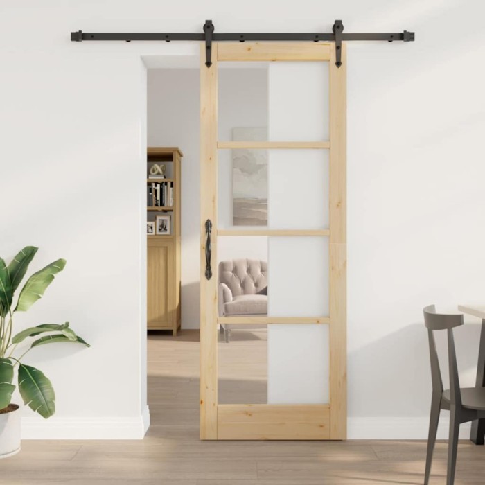 vidaXL Ușă glisantă Manual Maro 78 x 211 cm Lemn și metal 3332329