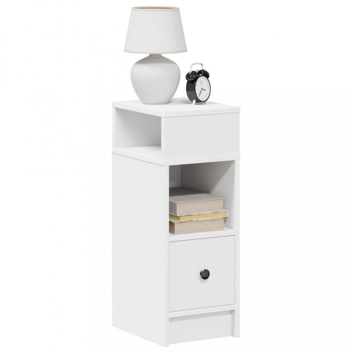 Gossi noptiere, 2 buc., cu sertar, alb, 25x31x66 cm