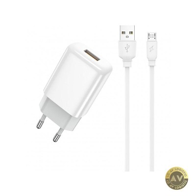 Incarcator Retea Cu Cablu microUSB Prestico F7S 12W 2.4A 1 x USB-A Alb foto