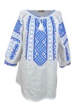 Bluza dama tip ie 024, alb/albastru cosmic , marimea L