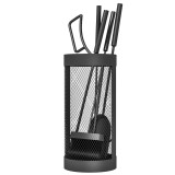Outsunny Set Accesorii Șemineu 5 Piese Metal cu Coș Mătură Lopată Clești Negru | Aosom Romania