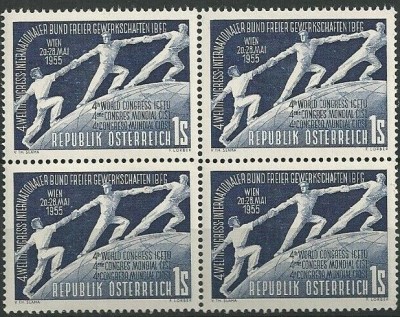 AUSTRIA 1955 - EVENIMENTE , CONGRES IBFG BLOC DE 4 NESTAMPILAT foto