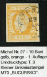 1871 , Lp 31 , Carol I cu barba 10 Bani , stampila mica Bucuresci, Stampilat