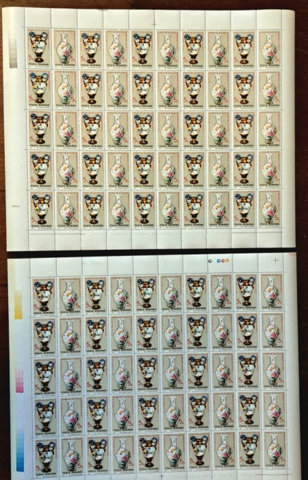 TIMBRE ROMANIA LP1258/1991- EXPO ROMANO-CHINEZA- Set 2 coli normal +erori -MNH