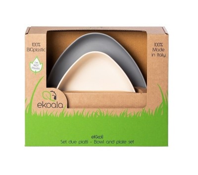 Set 2 farfurii, eKoala, BIOplastic, White/Grey foto