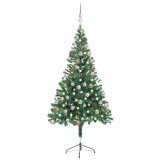 vidaXL Brad de Crăciun pre-iluminat cu globuri, 150 cm, 380 de ramuri