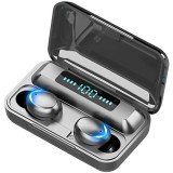 Casti wireless TWS F9 Plus, Bluetooth 5.0, Bass, Powerbank cu Afisaj, Touch Control, 1300mAh