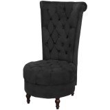 Fotoliu cu spătar &icirc;nalt, negru, material textil