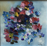 Tablou ulei (20/20 cm)-FLORI, Impresionism