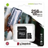 Card Memorie microSDXC Kingston Canvas Select Plus Android A1, 256Gb, Clasa 10 / UHS-1 U3, cu Adaptor SDCS2/256GB