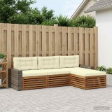 Cumpara ieftin Set de canapele de exterior 4 buc. 4-Locuri Natural si Crem