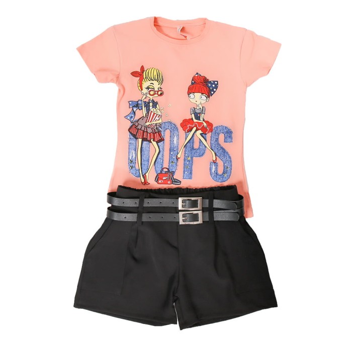 Pantalon scurt si Tricou 5-13 Ani Violet Peach - 8ANIMarimea