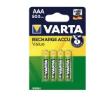 Acumulatori AAA Varta Value 800mAh NiMH set 4 buc, baterii reincarcabile 1.2V, performanta stabila pentru telecomenzi si electronice, utilizare