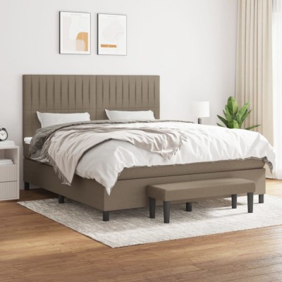 vidaXL Pat box spring cu saltea, gri taupe, 160x200 cm material textil 3136769 foto