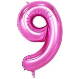 Balon Folie Metalizata Cifra 9 Roz, 80cm - Aniversare Copii, Petrecere, Decoratiune Evenimente