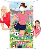 Banner foto pentru cupa mondiala de fotbal DPKOW, poliester, multicolor, 185 x 90 cm