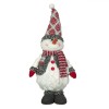 Figurină Textilă de Crăciun, Om de Zăpadă, Blană Albă, Vesta cu Carouri, 61 cm, Oem