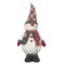 Figurină Textilă de Crăciun, Om de Zăpadă, Blană Albă, Vesta cu Carouri, 61 cm