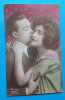 Carte postala veche SUPERBA, circulata anii 1920 - Flirt - corespondenta Arad