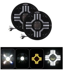 2 x LED Far Lumina Lampa 178mm/7inch 40W Hi/Low/DRL/Indicator Halo Intermitente Moto Auto 12V 24V