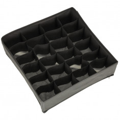 Organizator de dulap sau sertar cu 24 compartimente pentru lenjerie intima, gri 33.5 cm x 33.5 cm x 10 cm