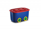Cutie de jucării KIS Funny L, 46L, albastru/roșu, depozitare, cu capac 39x58x32 cm