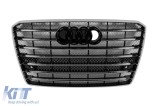 Grila tip W12 crom/neagra potrivita pentru Audi A8 2015-2017 cu deschidere pentru vedere nocturna, cu PDC, pentru bara de protectie standard Performan