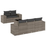 Cumpara ieftin Set mobilier gradina cu perne, 6 piese, gri, poliratan