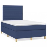 Cumpara ieftin Pat box spring cu saltea, albastru, 120x200 cm, textil