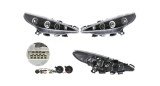 Set faruri Peugeot 207, 05.2013, montare fata, stanga+dreapta, cu fiber-optic Lampa pozitie; H1+H1; electric; negru, transparent; cu motor; Tuning;